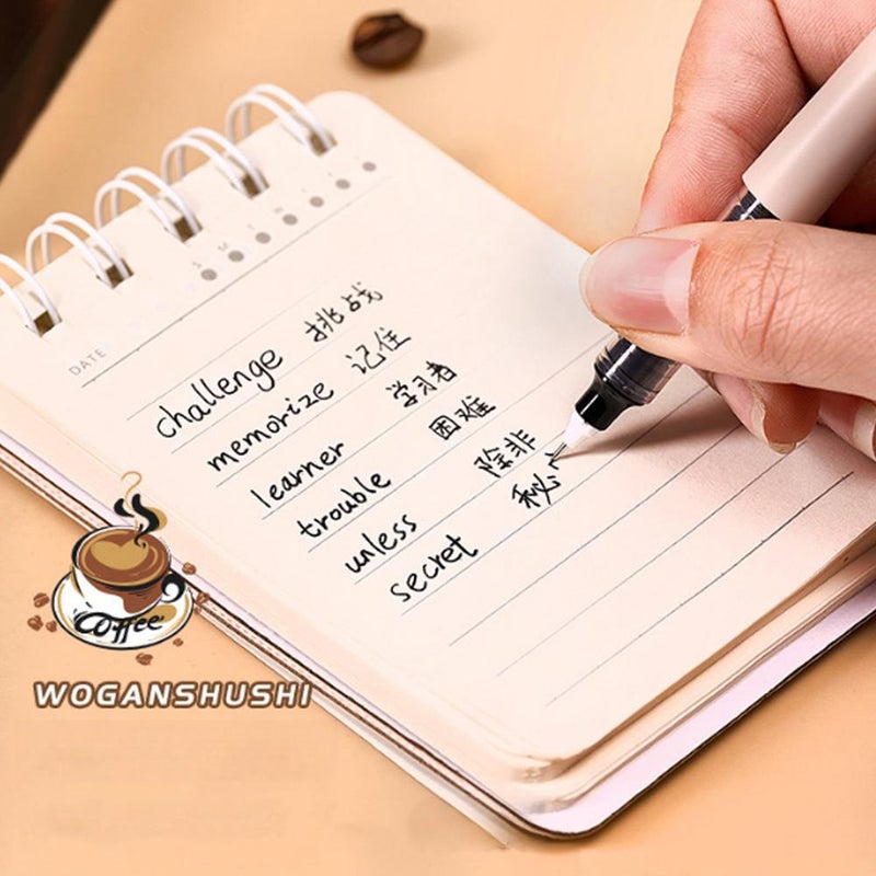 أقلام جيل سائلة بموضوع القهوة، 6 قطع 0.5 مم نقطة دقيقة حبر أسود قلم جيل لا يلطخ لمسة ناعمة لتدوين الملاحظات والرسم في المدرسة، جفاف سريع - Image 3